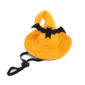 Chapeau de sorcière pour animaux de compagnie pour Halloween avec motif de chauve-souris, taille unique, accessoire de costume en feutre pour chien et chat - Product Image 1