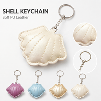 Porte-clés en cuir PU en forme de coquillage mignon, breloque pendentif, accessoire de décoration de sac DIY, porte-clés, cadeau pour femme