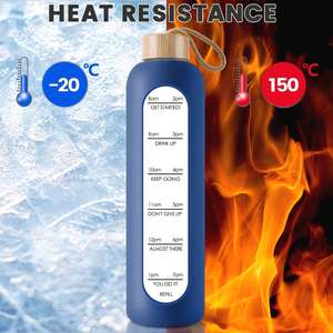 Haute qualité de qualité alimentaire 32 ozGrande capacité bouteille d'eau en verre borosilicaté Gym Yoga bouteille en verre avec couvercle en bambou manchon en Silicone - Product Image 5