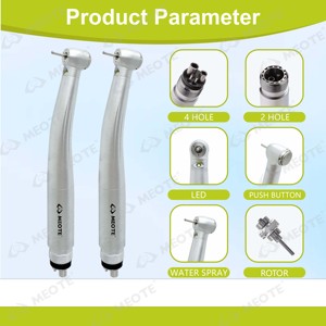 Kit de Piezas de Mano Dentales LED de Alta y Baja Velocidad, Rectas y Contra Ángulo, Turbina de Aire de 4 y 2 Orificios M4/B2, Juego Completo Profesional con Certificación CE ISO - Product Image 3