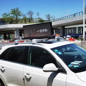 Pemutar Video Led Panel atap atas taksi Monitor tampilan informasi iklan kedap air luar ruangan 4G Wifi warna penuh