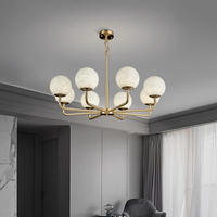 Lustre en albâtre de luxe de lumière pendante en laiton moderne de 6 globes pour la salle à manger