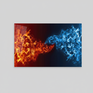 Art mural abstrait élégant Feu et Glace en verre - Décoration sur toile imprimée, ART EN VERRE TÉMPERÉ - Product Image 2