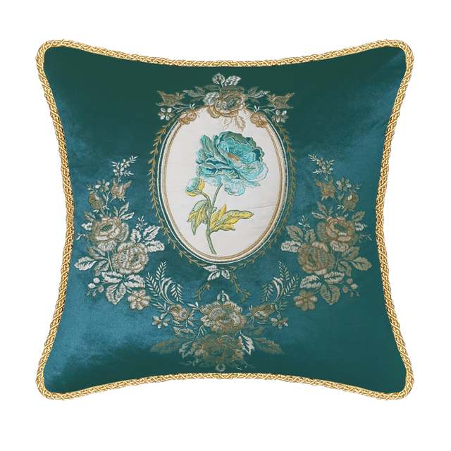 Velvet Cushion Cover Victorian Rose Decorative Pillowcase Classic Floral Embroidery Throw Pillow for Sofa Chair Living Room