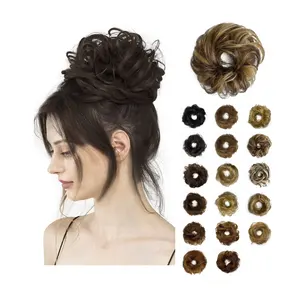 Dağınık saç Bun saç uzatma kıvırcık Chignon İnsan saç kadınlar düğün için dağınık Chignon