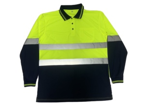 Áo Polo phản quang dài tay 100% Polyester bán buôn, màu sắc tương phản, logo tùy chỉnh, nhanh khô - Product Image 1