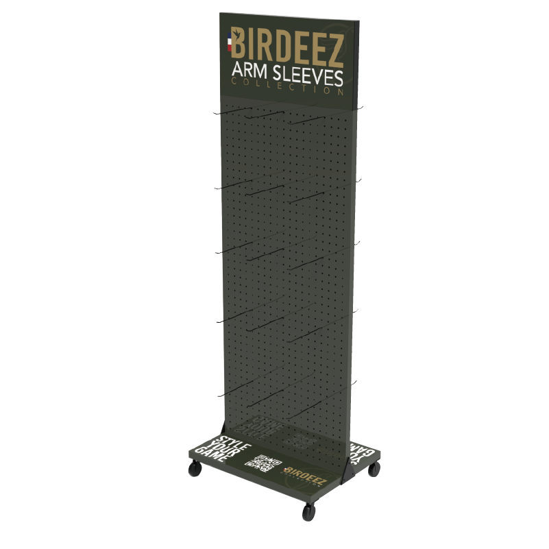 Apache Customizable Hook Display Racks Floor Mounted Perforated Boards Supermarkets Wood Paper PVC Metal Options Available — view 4