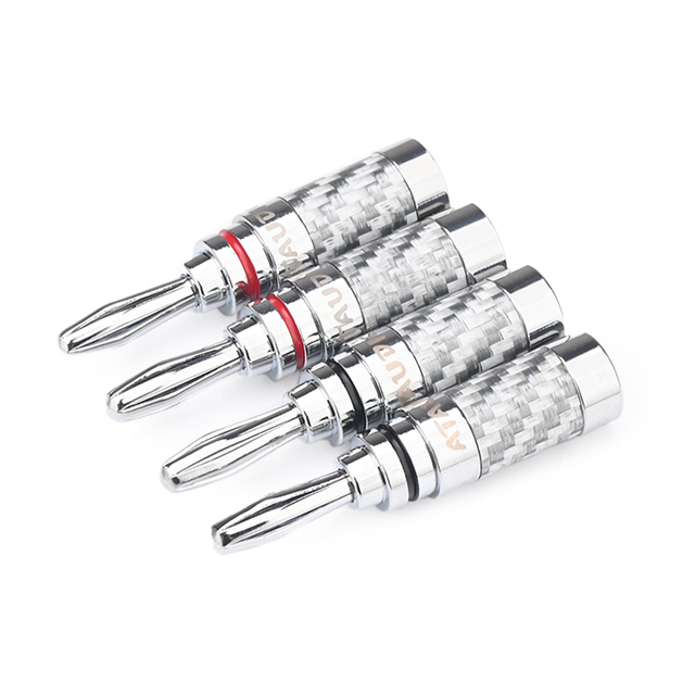 ATAUDIO Hifi Carbon Fiber Rhodium-plated Speaker Connector Banana Plug for Hifi Speaker/Amplifier Audio Video Banana Type