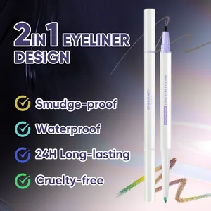 Özel etiket su geçirmez Eyeliner uzun ömürlü Duochrome Eyeliner renk çift başlı jel Eyeliner kalem