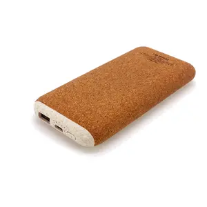 Eco Friendly Custom Mobile Phone Wireless 10000mah Rechargeable Mini Wheat Straw And Natural Cork Wireless Charger Power Bank