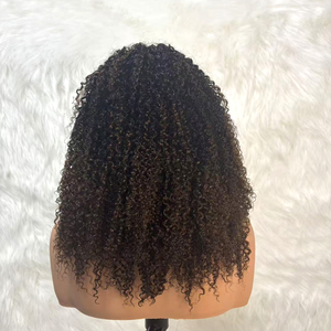 Parrucche <span class=keywords><strong>Afro</strong></span> Ricci Frontali in Pizzo all'Ingrosso, Capelli Umani, Colore Ombre, <span class=keywords><strong>Parrucca</strong></span> HD Lace Colore 1b/4 Marrone Ombre, <span class=keywords><strong>Parrucca</strong></span> Frontale 13x4 Senza Colla - Product Image 1