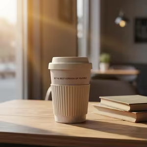 แก้วกาแฟรักษ์โลกขนาด 350 มล. ฝาปิดลายการ์ตูน ทำจาก PLA+ ใช้ซ้ำได้ ย่อยสลายได้ ปลอดภัยสำหรับเครื่องล้างจาน เหมาะสำหรับกาแฟร้อน - Product Image 2