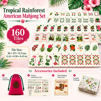 Ensemble de Mahjong de Luxe 160 Pièces, Esthétique Moderne, Motifs Forêt Tropicale, Tuiles de Mahjong, Chaise de Plage Papagein, Cabane Tropicale, Motifs Floraux Botaniques
