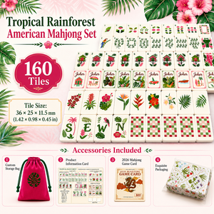 Juego <span class=keywords><strong>de</strong></span> Mahjong <span class=keywords><strong>de</strong></span> Lujo con Diseño Moderno y Estético <span class=keywords><strong>de</strong></span> <span class=keywords><strong>Selva</strong></span> Tropical, Silla <span class=keywords><strong>de</strong></span> Playa con Diseño <span class=keywords><strong>de</strong></span> Loros, Cabaña Tropical, Diseños Florales Botánicos, 160 Piezas - Product Image 1