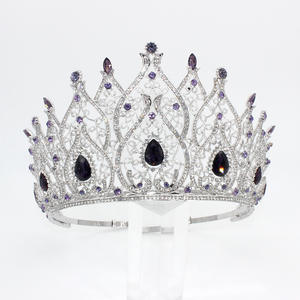 Tiaras e coroas redondas de zircônias para mulheres, coroa de rainha de corações, strass, presentes de casamento para noivas, baile de aniversário - Product Image 3