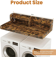 Comptoir de machine à laver et sèche-linge avec étagère, support antidérapant en bois pour machine à laver, organisateur de comptoir de buanderie à 2 niveaux, étagères de rangement