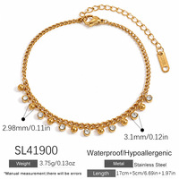 Bracelet à breloques SUMMLY tendance en acier inoxydable plaqué or 18 carats avec chaîne à maillons en zircon pour femme, bijoux pour femme, cadeau de plage