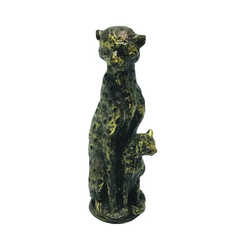 polyresin animal figurine statue resin mother and son leopard statue for decoration