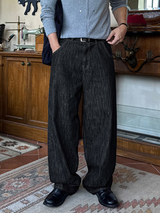 Jeans en <span class=keywords><strong>denim</strong></span> brut <span class=keywords><strong>japonais</strong></span> vintage en coton personnalisé pour hommes, streetwear, <span class=keywords><strong>denim</strong></span> brut lourd brodé pour hommes - Product Image 2