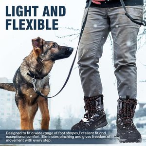 FOXA Snow Boots Men Winter Waterproof Fleece Lined Hiking Work Boots Round Toe Synthetic Upper Rubber Outsole - Product Image 2
