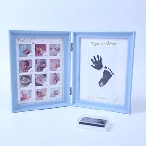 GF New Trends DIY Handprint Footprint 12 Months Baby Memory Photo Frame Kit Folding Baby First Year Photo Frame