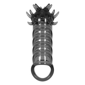 핫 세일 블랙 딜도 콘돔 부드러운 대형 딜도 슬리브 성인 클리토리스 자극 지연 사정 성인용품 남성 커플용 - Product Image 4