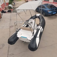 Bateau pneumatique à rames en fibre de verre HUIXIN RIB390C certifié CE, 12,8 pieds/3,9 m, coque en V profond, Hypalon PVC, moteur hors-bord, 5 personnes