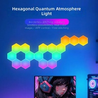 Paneles de Luz RGB Hexagonales en Forma de Panal, Lámpara de Pared con Tecnología Quantum Splicing, Soporte para Dimmer, Sensor de Sonido, Decoración para Sala de Juegos, Recargable por USB y CA