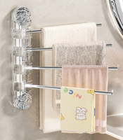 Porte-serviettes mural double niveau Mr Basket à installation facile, avec bras pliable et pivotant, en acier inoxydable, pour salle de bain et vêtements