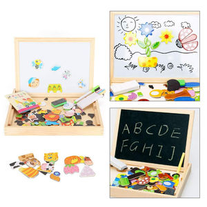 儿童婴儿蒙特梭利玩具彩色木磁画画黑板桌子双面儿童木制写字板 - Product Image 2