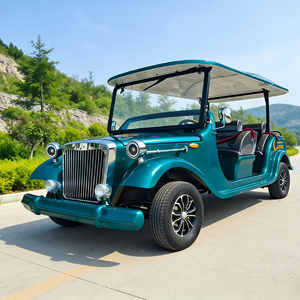 Carro de Golf Clásico Eléctrico Vintage de 11 Plazas Azul Retro para Bodas y Turismo - Product Image 1