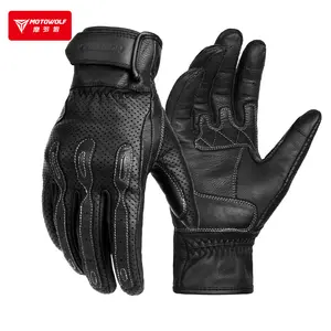 Ewest-guantes de cuero para motocicleta, guantes transpirables para verano