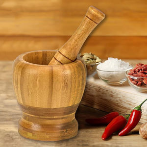 ครกและสากไม้ไผ่ธรรมชาติเครื่องเทศบด4นิ้วปูนและสากสำหรับห้องครัว - Product Image 6