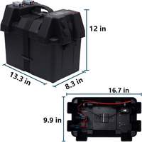 Boîtier de batterie marin portable 12V avec voltmètre USB, connecteur 50A et prise allume-cigare pour bateau, camping-car, moteur de pêche à la traîne
