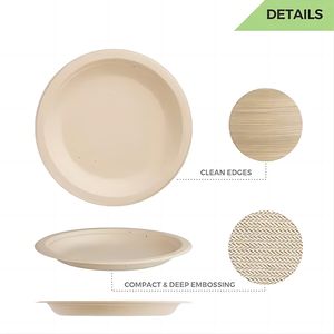 Platos desechables de bagazo de caña de azúcar de grado alimenticio, pulpa de papel de bambú de caña de azúcar, plato degradable compostable Bio para fiesta - Product Image 5