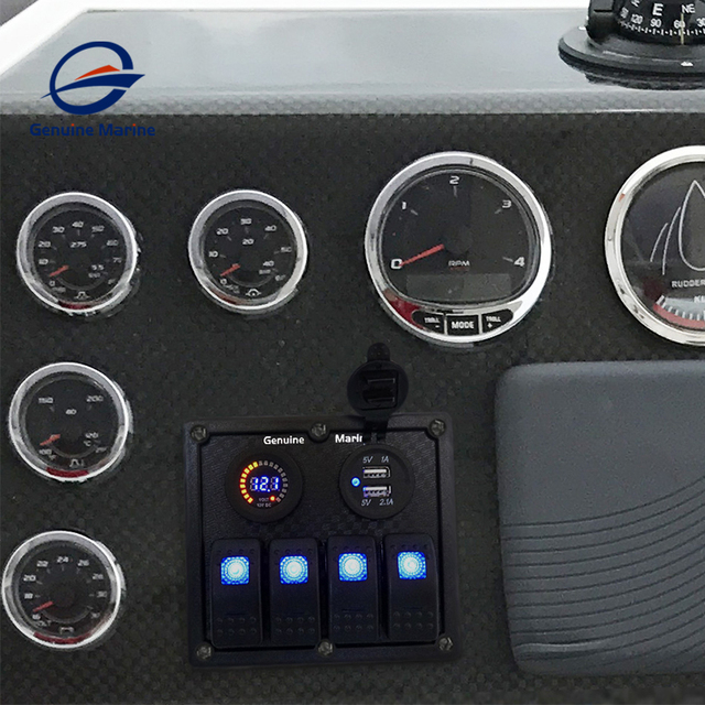 GM-EP-S0014B Universal DC12v Voltmeter Dual USB LED Light Waterproof Marine Boat Switch control Panel