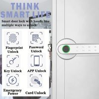 Serrure de porte intelligente, empreinte digitale, biométrique, application Tuya, cloud, carte IC, déverrouillage par mot de passe, antivol, haute sécurité, poignée de porte en alliage d'aluminium