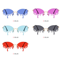 Superhot Eyewear 44600 Lunettes à bouclier larme sans monture avec strass dégoulinant de feu
