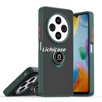 Lichicase translucide mat couverture arrière pour Redmi 14C 4G rotation 360 degrés anneau support étui de téléphone portable