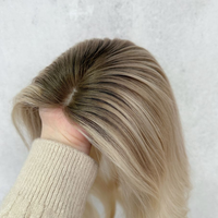 Extensiones de Cabello Humano Remy Virgen Europeo con Cutícula Alineada, Doble Trama a Máquina, Topper Rubio con Clips, Base de Seda Kosher Judío