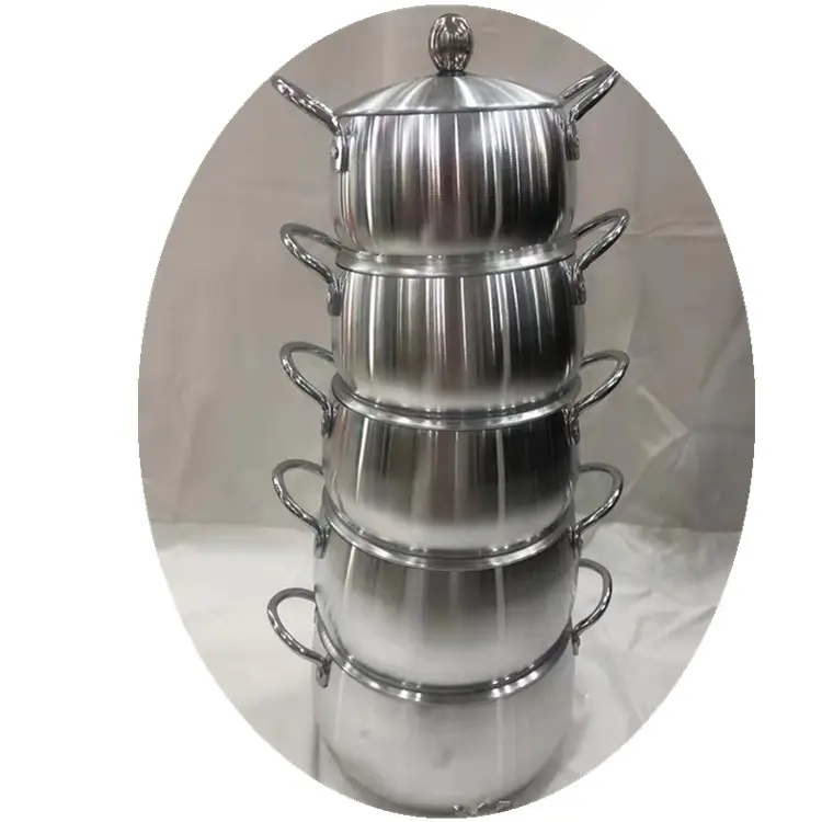 5 adet alüminyum göbek Pot 16-24CM saten bitmiş alüminyum tencere sıcak satış mutfak seti