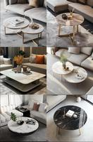 Table basse en marbre avec finition dorée élégante, facile à nettoyer