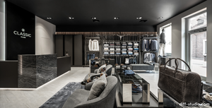 ที่ตั้งโชว์เสื้อผ้าทำจากโลหะแบบพกพาผนังไม้ลามิเนตหินอ่อนสไตล์เกาะ - Product Image 3