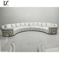 Sofá Curvo de Lujo para Sala de Estar de Piel Genuina Cómodo Seccional en Forma de C de 7 Plazas Juego de Sofás Muebles para Sala de Estar