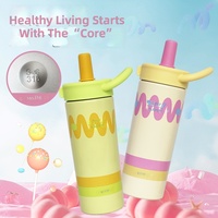 Nouvelle Bouteille Isotherme Minimaliste en Acier Inoxydable avec Double Compartiment, Design Tendance et Créatif, Mignonne et Portable, avec Paille