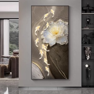Modern Nine Fish Painting With Stones Oil <b>Canvas</b> Wall Art Aluminum <b>Frame</b> High Resolution <b>Print</b> Corridor Decor - Product Image 2