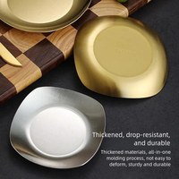 Assiette multi-usages en acier inoxydable de style coréen, écologique et durable, pour les collations, le barbecue, le hot-pot, la viande grillée - Utilisation commerciale et domestique