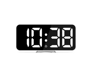 LED Mirror Clock Electronic Digital Alarm Desktop Temperature Display Time Snooze Calendar Table Wallvault Gun Safe Alarm Clock