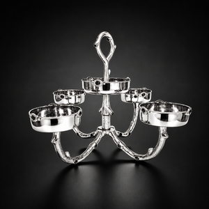 Plateau de service vintage plaqué argent avec 3 bols, rectangulaire, compatible lave-vaisselle, motif uni, design en métal poli - Product Image 6