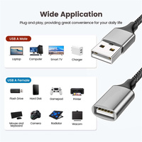 Câble d'extension tressé 4-en-1 double USB 2.0 de 0,25 m avec adaptateur OTG de charge et de données, répartiteur USB mâle vers USB femelle
